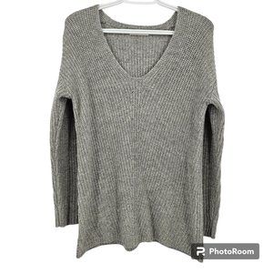 Marine Layer Sweater Heather Grey Elisa Cashmere Blend V-Neck Knit Pullover Sz S